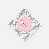 Grijs, wit en pastel Roze Baby shower Servet (Hoek)