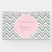Grijs, wit en pastel Roze Baby shower Spandoek (Horizontaal)