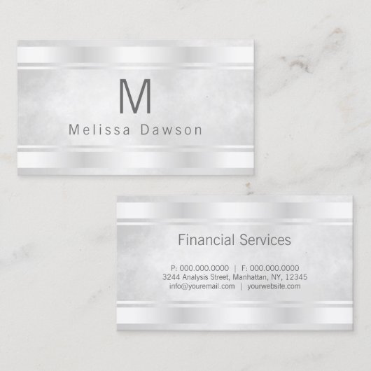 Grijs Wit en Zilveren Bar Borders Professional Visitekaartje (Voorkant / Achterkant)
