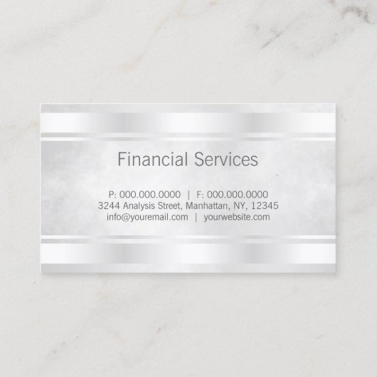 Grijs Wit en Zilveren Bar Borders Professional Visitekaartje (Achterkant)