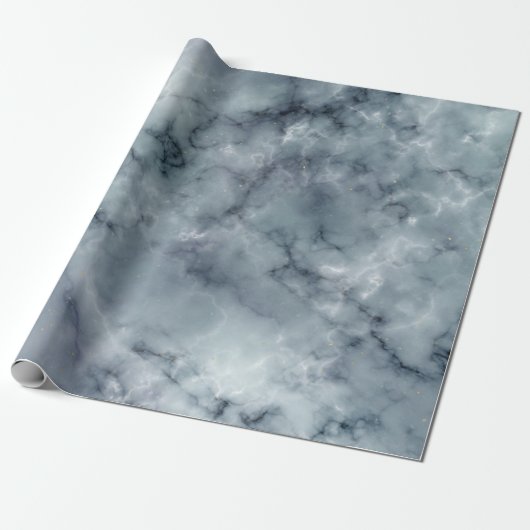 Grijs Wit en Zwart Marmer Patroon Cadeaupapier (Uitgerold)