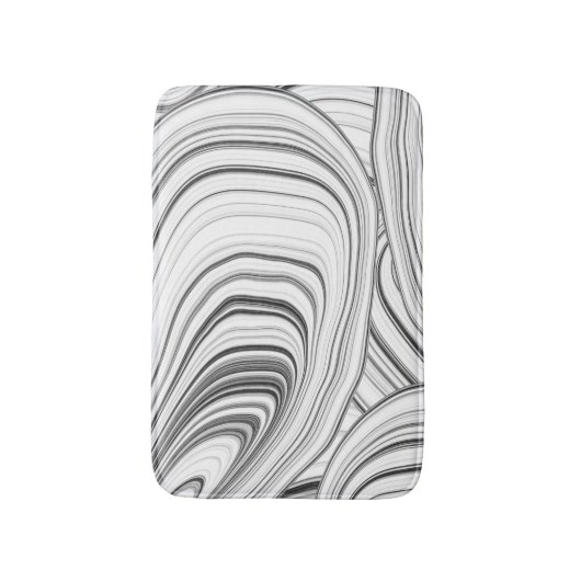 Grijs, wit en zwart Moderne Abstracte schelpen Badmat (Voorkant Verticaal)