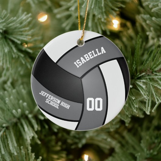 Grijs, wit en zwart volleybal keramisch ornament (Boom)