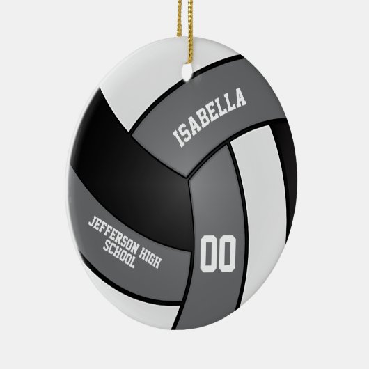 Grijs, wit en zwart volleybal keramisch ornament (Rechts)