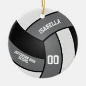 Grijs, wit en zwart volleybal keramisch ornament (Voorkant)