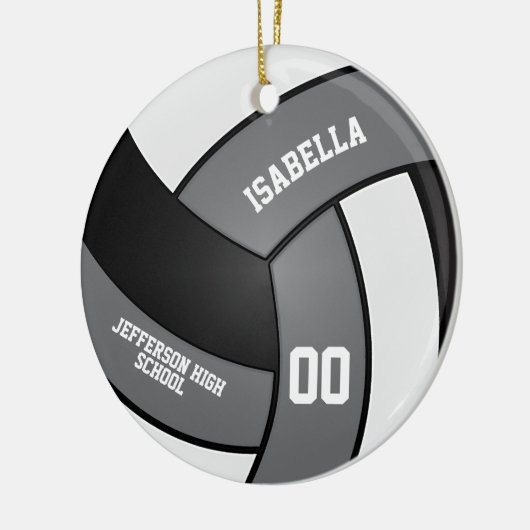 Grijs, wit en zwart volleybal keramisch ornament (Links)