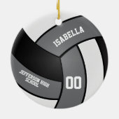 Grijs, wit en zwart volleybal keramisch ornament (Achterkant)