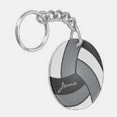 Grijs, wit en zwart Volleybalontwerp Sleutelhanger (Voorkant Links)