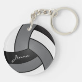 Grijs, wit en zwart Volleybalontwerp Sleutelhanger (Achterkant)