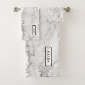 Grijs & Wit Faux Marmeren Steen Bad Handdoek (Insitu)