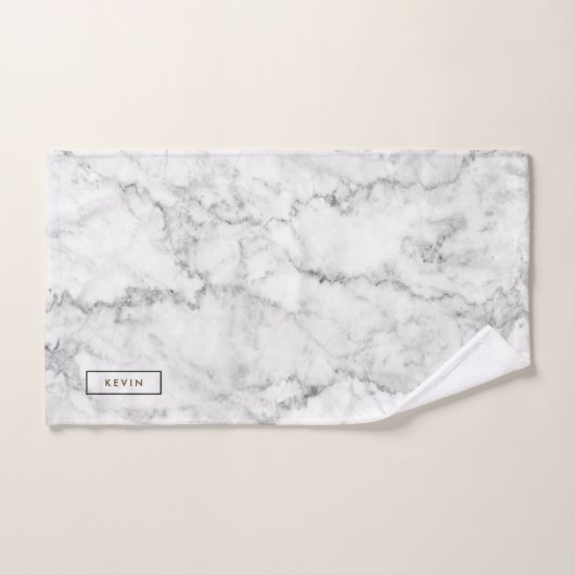 Grijs & Wit Faux Marmeren Steen Bad Handdoek (Handdoek)