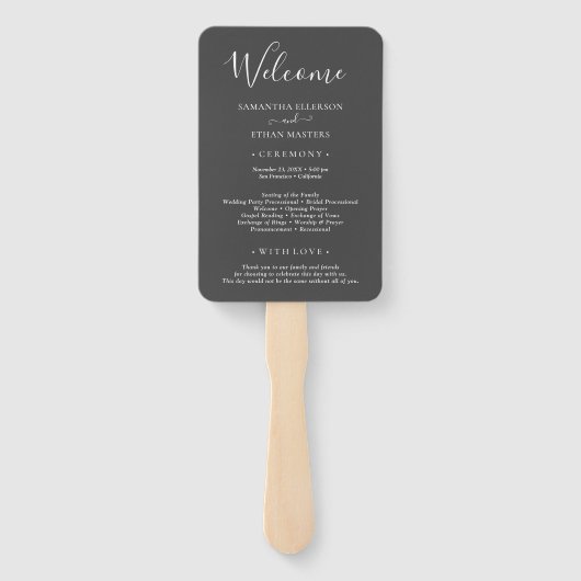 Grijs & Wit Foto Klassieke Aangepaste Huwelijkspro Handwaaier (Achterkant)