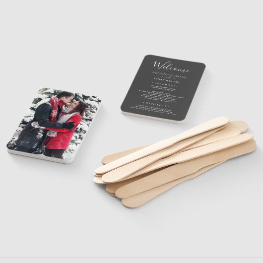 Grijs & Wit Foto Klassieke Aangepaste Huwelijkspro Handwaaier (Niet-gemonteerd)