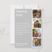 Grijs & Wit Fotocabine Collage Bruiloft Bedankkaart (Voorkant)