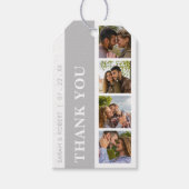 Grijs & Wit Fotocabine Collage Bruiloft Dank u Cadeaulabel (Voorkant)