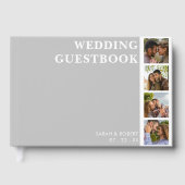 Grijs & Wit Fotocabine Collage Bruiloft Gastenboek (Voorkant)