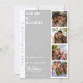 Grijs & Wit Fotocabine Collage Bruiloft Kaart (Voorkant)
