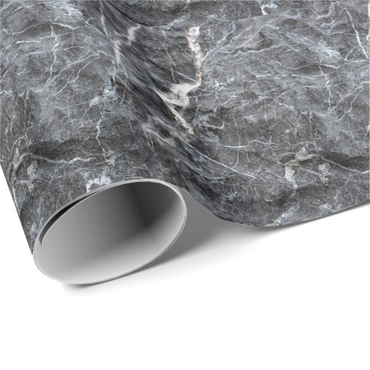 Grijs Wit Geaderd Steen Oppervlak Cadeaupapier (Rol Hoek)