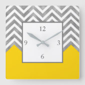 Grijs wit Geel Kleurblok Vierkante Klok (Voorkant)