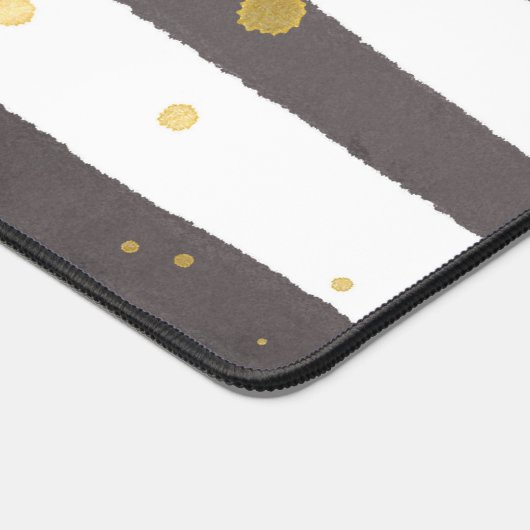 Grijs Wit Geel Polka Dot Bureaumat (Hoek)