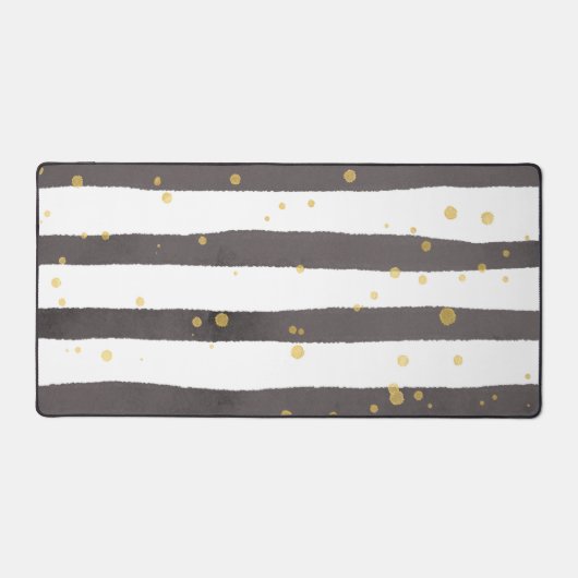 Grijs Wit Geel Polka Dot Bureaumat (Voorkant)