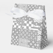 Grijs Wit Gemengde Patchwork Ontwerp Bedankdoosjes (Voorkant Zijde)
