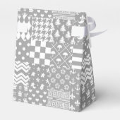 Grijs Wit Gemengde Patchwork Ontwerp Bedankdoosjes (Achterkant)