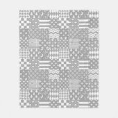 Grijs Wit Gemengde Patchwork Ontwerp Fleece Deken (Voorkant)