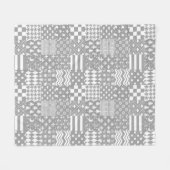 Grijs Wit Gemengde Patchwork Ontwerp Fleece Deken (Voorkant (Horizontaal))
