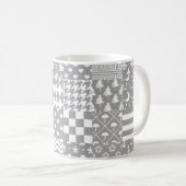 Grijs Wit Gemengde Patchwork Ontwerp Koffiemok (Voorkant rechts)