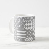 Grijs Wit Gemengde Patchwork Ontwerp Koffiemok (Voorkant links)