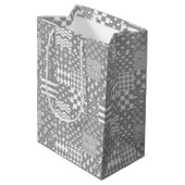 Grijs Wit Gemengde Patchwork Ontwerp Medium Cadeauzakje (Achterkant Gekanteld)