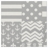 Grijs Wit Gemengde Patchwork Ontwerp Stof (Close Up)