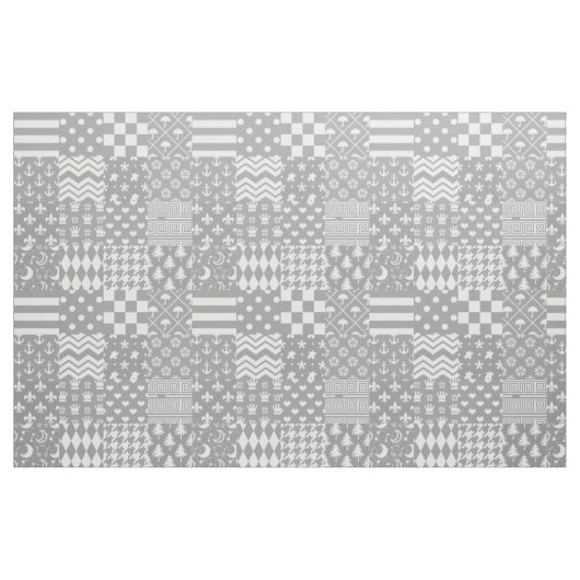 Grijs Wit Gemengde Patchwork Ontwerp Stof (Fat Quarter)