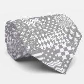 Grijs Wit Gemengde Patchwork Ontwerp Stropdas