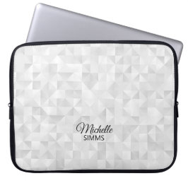Grijs-Wit Geometrisch Patroon en Aanpassing Laptop Sleeve