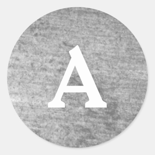 Grijs & Wit Gepersonaliseerd Monogram Envelopzegel Ronde Sticker (Voorkant)