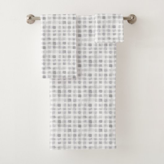 Grijs Wit Geruit Strepen  Bad Handdoek (Insitu)