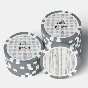 Grijs Wit Geruit Strepen Poker Chips