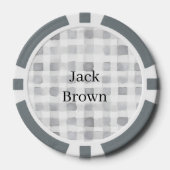Grijs Wit Geruit Strepen Poker Chips (Voorkant)