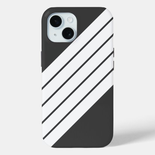 Grijs Wit Gestreept 70s 80s Classic Retro Stripes Case-Mate iPhone Case (Achterkant)