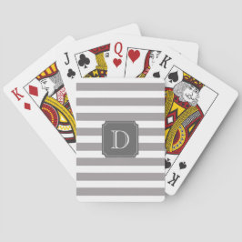 Grijs-wit gestreepte speelkaarten met monogram