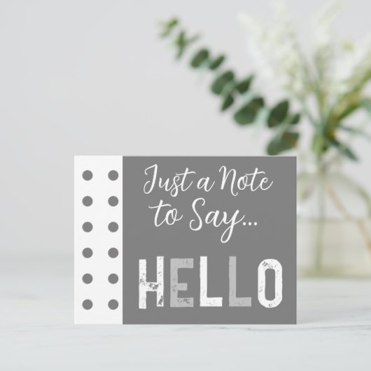 Grijs wit, gewoon een briefje om hallo te zeggen briefkaart (Staand voorkant)