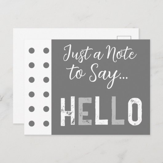 Grijs wit, gewoon een briefje om hallo te zeggen briefkaart (Voorkant / Achterkant)