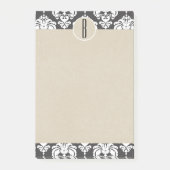 Grijs Wit Glam Damast Kracht Monogram Initiaal Post-it® Notes (Voorkant)