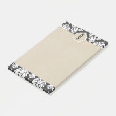 Grijs Wit Glam Damast Kraft Monogram Initiaal Post-it® Notes (Schuin)