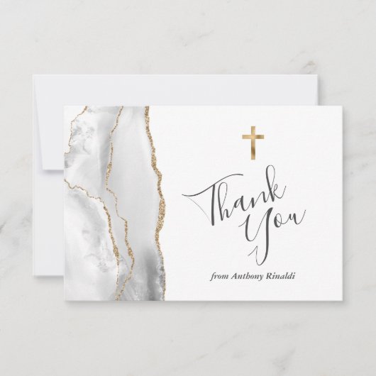 Grijs Wit Goud Agaat Eerste Communie Bedankt (Voorkant)