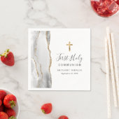 Grijs Wit Goud Agaat Eerste Heilige Communie Servet (Insitu)