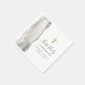 Grijs Wit Goud Agaat Eerste Heilige Communie Servet (Hoek)