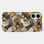 Grijs Wit Goud Bloemmotieven Elegant Case-Mate iPhone Case (Achterkant (horizontaal))